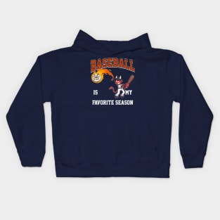 Baseball Is My Favorite Season Cartoon Kids Hoodie